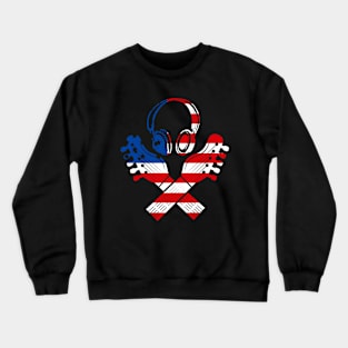 Strumming the Spirit of American Music: Guitars in Red, White, and Blue Crewneck Sweatshirt